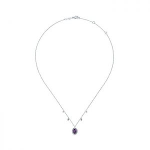 14k White Gold Diamond Amethyst Fashion Necklace NK4944W45AM