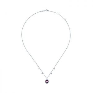 14k White Gold Diamond Amethyst Fashion Necklace NK4945W45AM