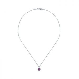 14k White Gold Diamond Amethyst Fashion Necklace NK647W44AM