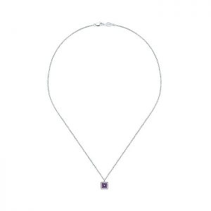 14k White Gold Diamond Amethyst Fashion Necklace NK653W44AM