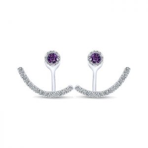 14k White Gold Diamond Amethyst Peek A Boo Earrings EG13035W45AM