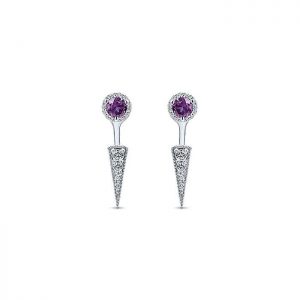 14k White Gold Diamond Amethyst Peek A Boo Earrings EG13041W45AM