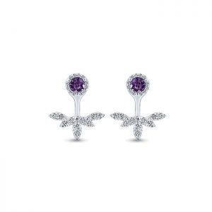 14k White Gold Diamond Amethyst Peek A Boo Earrings EG13047W45AM