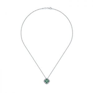 14k White Gold Diamond And Emerald Fashion Necklace NK4469W45EA