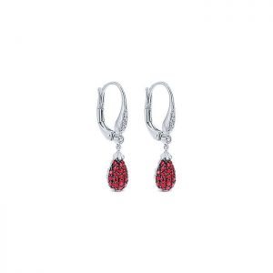 14k White Gold Diamond And Ruby Drop Earrings EG12191W45RB