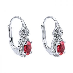 14k White Gold Diamond And Ruby Drop Earrings EG12261W45RB