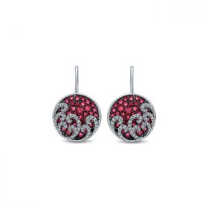 14k White Gold Diamond And Ruby Drop Earrings EG12566W45RB