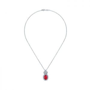 14k White Gold Diamond And Ruby Fashion Necklace NK4446W45RB