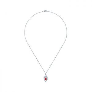 14k White Gold Diamond And Ruby Fashion Necklace NK4518W45RB