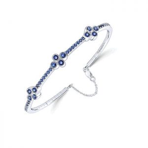 14k White Gold Diamond And Sapphire Bangle BG3969W45SA