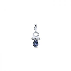 14k White Gold Diamond And Sapphire Charm Pendant PT818W44SA