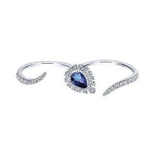 14k White Gold Diamond And Sapphire Double Ring Ladies' Ring LR50953W45SA