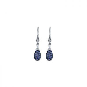 14k White Gold Diamond And Sapphire Drop Earrings EG12190W45SA