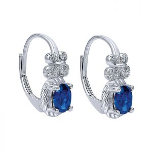 14k White Gold Diamond And Sapphire Drop Earrings EG12263W45SB