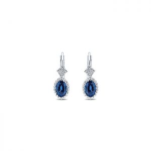 14k White Gold Diamond And Sapphire Drop Earrings EG12305W45SB
