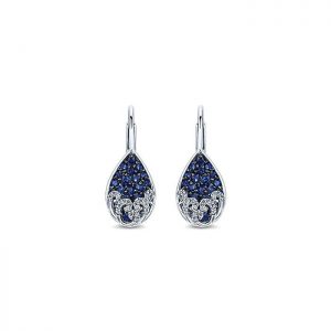 14k White Gold Diamond And Sapphire Drop Earrings EG12565W45SA