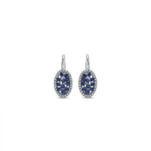 14k White Gold Diamond And Sapphire Drop Earrings EG12583W45SA