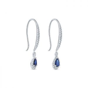 14k White Gold Diamond And Sapphire Drop Earrings EG13237W45SA