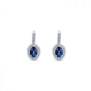 14k White Gold Diamond And Sapphire Drop Earrings EG9509W44SB