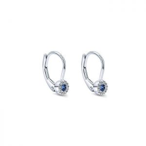 14k White Gold Diamond And Sapphire Drop Earrings EG9683W45SA