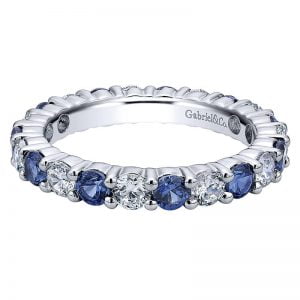 14k White Gold Diamond And Sapphire Eternity Anniversary Band AN11340-6W44SA