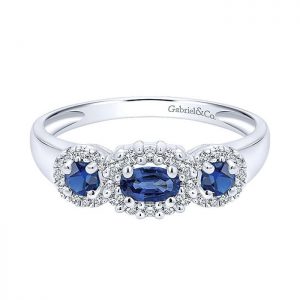 14k White Gold Diamond And Sapphire Fashion Ladies' Ring LR4342W44SA