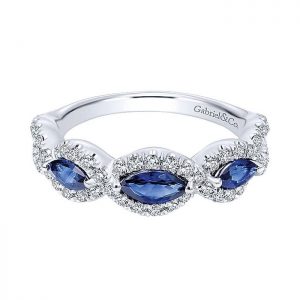 14k White Gold Diamond And Sapphire Fashion Ladies' Ring LR50257W45SA