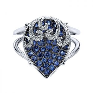 14k White Gold Diamond And Sapphire Fashion Ladies' Ring LR50614W45SA