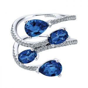 14k White Gold Diamond And Sapphire Fashion Ladies' Ring LR50629W45SB