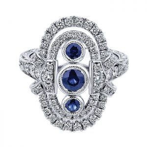 14k White Gold Diamond And Sapphire Fashion Ladies' Ring LR50703W45SA