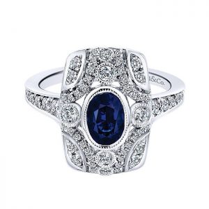 14k White Gold Diamond And Sapphire Fashion Ladies' Ring LR50756W45SA