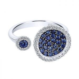 14k White Gold Diamond And Sapphire Fashion Ladies' Ring LR50948W45SA