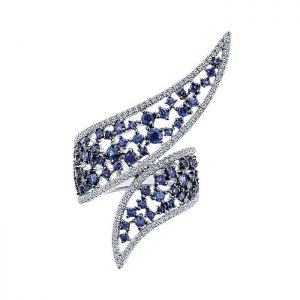 14k White Gold Diamond And Sapphire Fashion Ladies' Ring LR50949W45SA