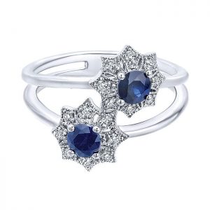 14k White Gold Diamond And Sapphire Fashion Ladies' Ring LR50952W45SA