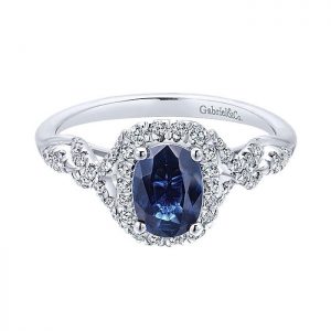 14k White Gold Diamond And Sapphire Fashion Ladies' Ring LR50975W45SA