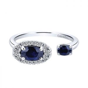 14k White Gold Diamond And Sapphire Fashion Ladies' Ring LR50978W45SA