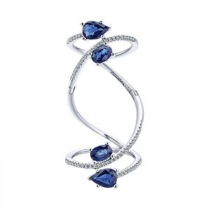 14k White Gold Diamond And Sapphire Fashion Ladies' Ring LR50995W45SA