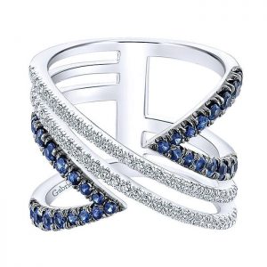 14k White Gold Diamond And Sapphire Fashion Ladies' Ring LR51163W45SA