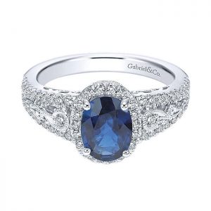 14k White Gold Diamond And Sapphire Fashion Ladies' Ring LR6651W44SA