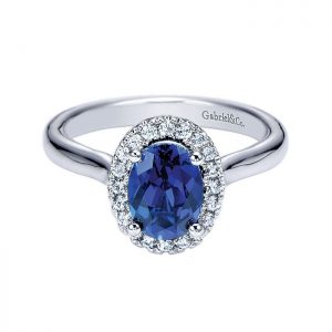 14k White Gold Diamond And Sapphire Fashion Ladies' Ring LR6711W44SA