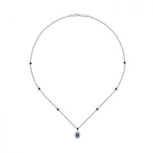 14k White Gold Diamond And Sapphire Fashion Necklace NK1107W45SA