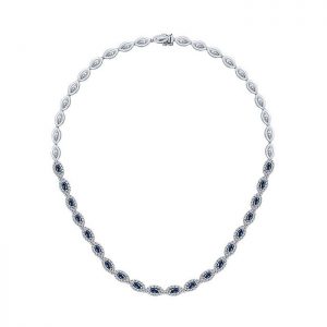 14k White Gold Diamond And Sapphire Fashion Necklace NK1478W45SB