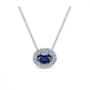 14k White Gold Diamond And Sapphire Fashion Necklace NK3495W44SA