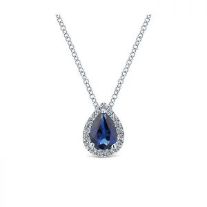 14k White Gold Diamond And Sapphire Fashion Necklace NK3603W45SA