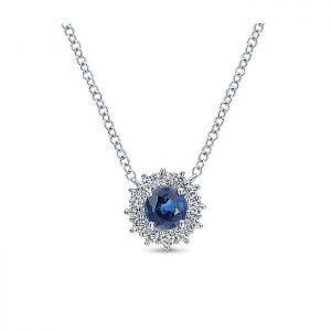 14k White Gold Diamond And Sapphire Fashion Necklace NK3950W45SA