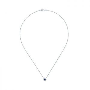 14k White Gold Diamond And Sapphire Fashion Necklace NK3951W45SA