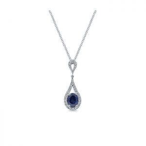 14k White Gold Diamond And Sapphire Fashion Necklace NK4380W44SA