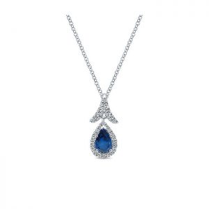 14k White Gold Diamond And Sapphire Fashion Necklace NK4394W45SA