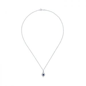 14k White Gold Diamond And Sapphire Fashion Necklace NK4455W45SA