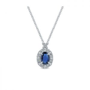 14k White Gold Diamond And Sapphire Fashion Necklace NK4466W45SB